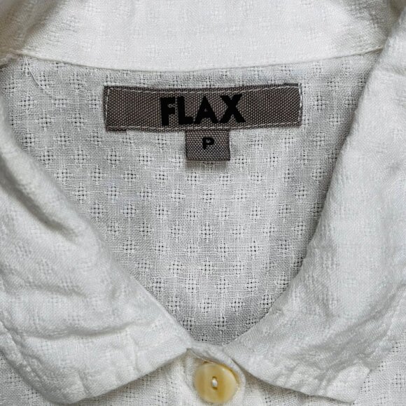 FLAX Small Linen Top Short Sleeve White Lightweight Coastal Travel - Picture 3 of 6
